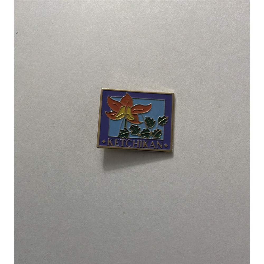 Ketchikan Alaska Forget-Me-Not Flower Enamel Lapel Pin Pinback Brooch